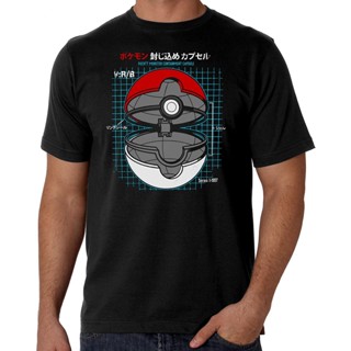PokeBall Blueprint T-Shirt Pokemon Themed Gaming Shirt Poke Ball Top Mens cotton short-sleeved round neck T-shirt_07