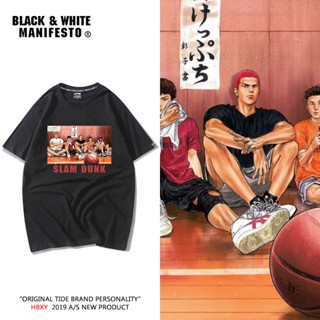 เสื้อยืดแขนสั้น ผ้าฝ้าย ทรงหลวม ลาย Slam Dunk Showdown Night แฟชั่นฤดูร้อน สําหรับคู่รัก_09