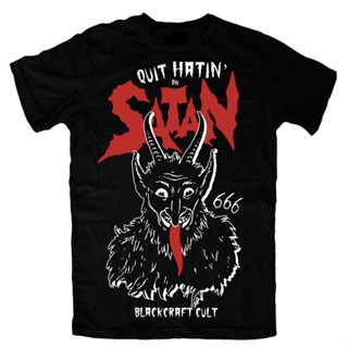 Blackcraft Cult เสื้อยืดลายปีศาจ Quit hatin on Satan สไตล์สตรีท old school vintage gothic rock devil_03