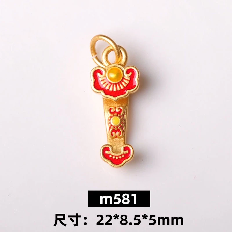 ลูกปัดทรายสีทองและจี้ลูกปัดเคลือบสีแดง สไตล์จีนโบราณ สำหรับทำเครื่องประดับ thumbnail 7