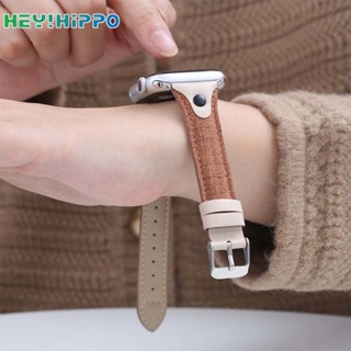 สายนาฬิกาข้อมือหนัง ผ้าแคนวาส สําหรับ iwatch 8 7 6 SE 5 4 3 45 44 42 41 40 38 มม.