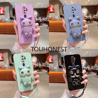 เคส Oppo A9 2020 Case Oppo A11X Case oppo A5 2020 Cover New Cute Rabbit Bracket Mobile Softcase Phone Cases With Rope ใหม่ กระต่ายน่ารัก ตัวยึด เคสโทรศัพท์มือถือ เคสนิ่ม พร้อมเชือกคล้อง