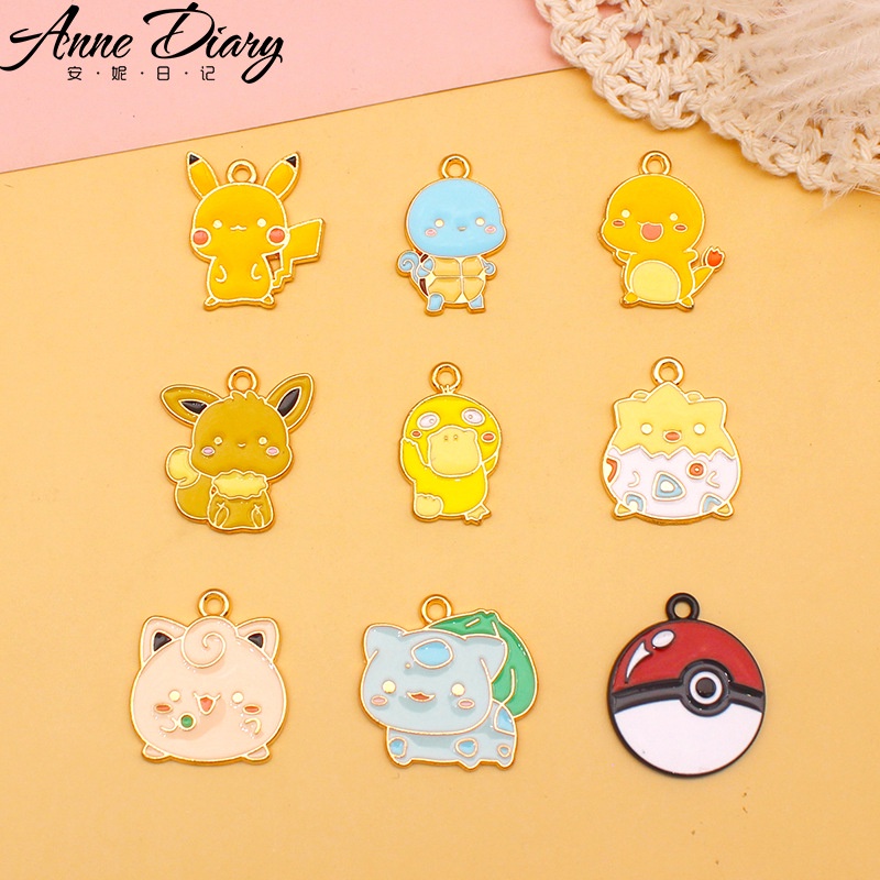 เครื่องประดับ จี้สร้อยคอ พวงกุญแจ ต่างหู อัลลอย รูปโปเกม่อน แฮนด์เมด DIY สําหรับผู้หญิง 2 ชิ้น ต่อล็อต 020