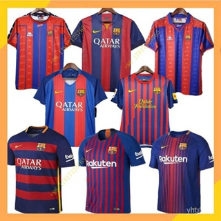 เสื้อกีฬาแขนสั้น ลายทีมชาติฟุตบอล Barcelona Messi Ronaldo Ronaldinho 96 97 98 11 12 14 15 16 17 18 สไตล์เรโทร