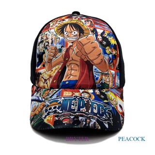 Bbyter ใหม่ หมวกเบสบอล ผ้าฝ้าย พิมพ์ลายอนิเมะ One Piece Luffy แฟชั่นสําหรับผู้ชาย และผู้หญิง