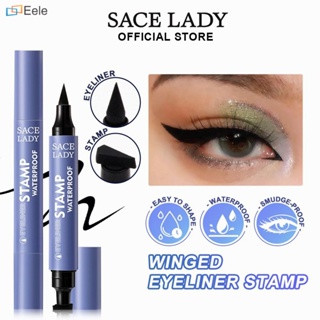 SACE LADY 2 In 1 Long-Lasting Waterproof Winged Eyeliner Waterproof Smudge-Proof Double Head Seal Stamp Liquid Eye Liner ปากกา Stickeele