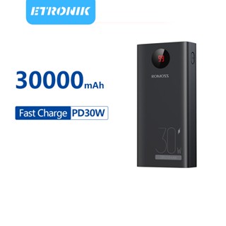 ETRONIK Romoss Power Bank 30000mAh PD 30W Fast Charging USB C Portable Charger แบตเตอรี่ภายนอก 30000 mAh Powerbank สำหรับ Xiaomi 13 iPhone