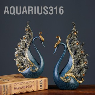  Aquarius316 2 ชิ้นเครื่องประดับนกยูงเรซิ่นธรรมชาติเดสก์ท็อปประติมากรรมนกยูงสำหรับตู้ไวน์ตู้ทีวีบ้าน