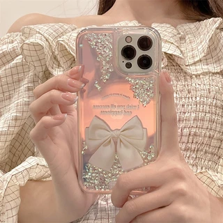 Diamond QuicksandFor iPhone 17 16 15 14 13 12 pro max Casing Girl เคสกันกระแทก Bowknot (DMB01)