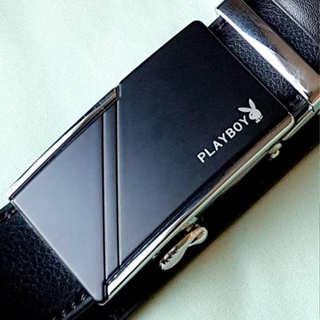 เข็มขัดหนัง แบบออโตล็อก หัวเข็มขัด PLAYBOY สายสีดำ กว้าง 3.5 cm. ยาว 120 - 130 cm.มีหูเข็มขัดหนัง สินค้าในไทย พร้อมส่ง