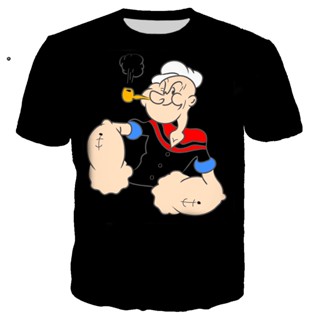 Popeye คลาสสิกคอลเลกชันเสื้อยืดผู้ชายผู้หญิง3D เสื้อลายพิมพ์ Hip Hop Casual Streetwear Tops ฤดูร้อน_03