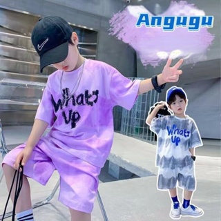 Angugu เสื้อยืดลําลอง แขนสั้น กางเกงขาสั้น ลายการ์ตูน สไตล์เกาหลี สําหรับเด็กผู้ชาย อายุ 3 ถึง 4 ถึง 5 ถึง 6 ถึง 7 ถึง 8 ถึง 9 ถึง 10 ถึง 11 ถึง 12 ปี 2 ชิ้น