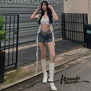 Hannie- เสื้อกั๊ก แต่งริบบิ้น แต่งระบาย สีพื้น สําหรับผู้หญิง