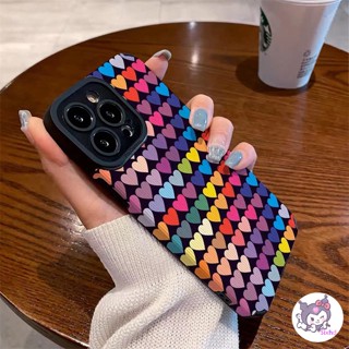 🌈Casing🌸 เคสซิลิโคนนิ่ม ลายหัวใจ กันกระแทก สําหรับ iPhone 14 13 12 11 Pro Max SE2020 X Xr Xs Max 8 7 Plus