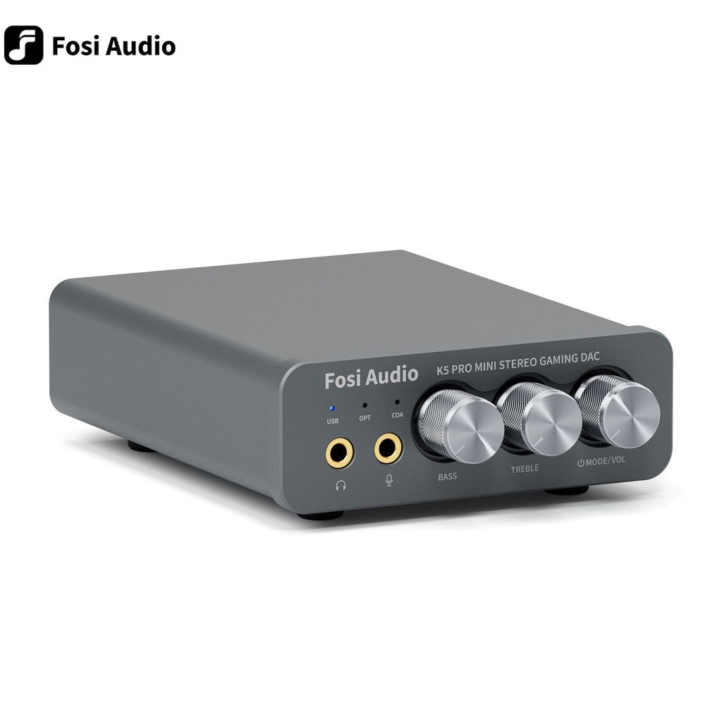 Fosi Audio K5 PRO USB Gaming DAC พร้อมไมโครโฟนหูฟังเครื่องขยายเสียงมินิ DAC สําหรับเดสก์ท็อป PS5 ขับเคลื่อนลําโพงที่ใช้งานอยู่