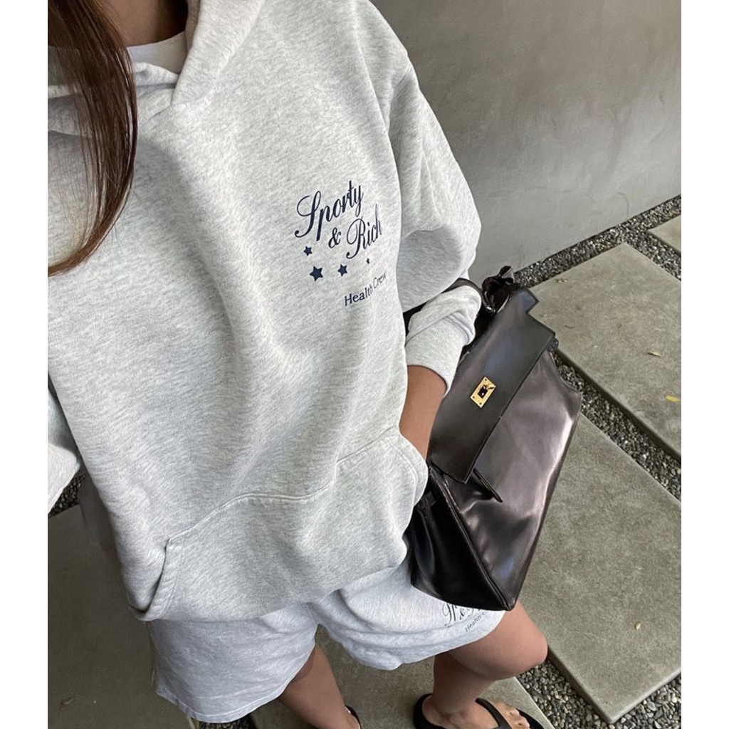 เสื้อกันหนาว มีฮู้ด พิมพ์ลาย Sporty & Rich American Retro