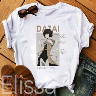 เสื้อยืดวินเทจเสื้อยืดแขนสั้น พิมพ์ลายกราฟฟิคอนิเมะ Bungo Stray Dogs Osamu Dazai Nakajima Atsushi สีขาว แฟชั่นฤดูร้_09