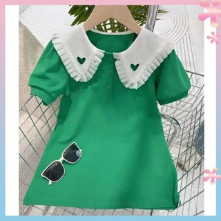 Girls 2022 summer thin embroidered love latest Korean style fashion Loose medium and large children fresh dress