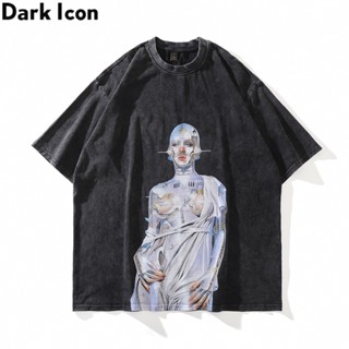 เสื้อยืดแขนสั้น ผ้าฝ้าย พิมพ์ลายหุ่นยนต์ Dark Icon สไตล์ฮิปฮอป ฮาราจูกุ โอเวอร์ไซซ์ เหมาะกับฤดูร้อน สําหรับผู้ชาย 2_04