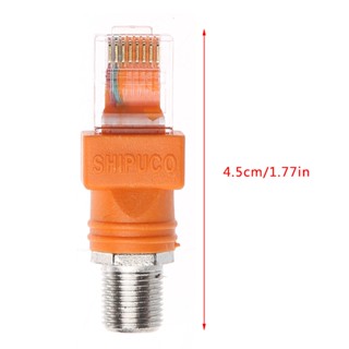 R* F Female to RJ45 Male Coaxial Hollow Coupler อะแดปเตอร์สายเคเบิ้ลอีเธอร์เน็ต สีส้ม