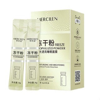 Mercilen Sea Fennel สลีปปิ้งมาสก์ น้ําหอม ไบรท์เทนนิ่ง ฟรีซดราย พาวเดอร์ สลีปปิ้งมาสก์ 4 กรัม * 20 แพ็ก/กล่อง, มาสก์หน้า เลอะ , มาสก์ ล้างออกได้, ช่วยให้ผิวของขวัญ ชุ่มชื้น, ชุ่มชื้น, ผิวนุ่มชุ่มชื้น เรียบเนียน, มาสก์เปิด มาสก์ ทําให้ผิวของเราชุ่มชื้น อวบ