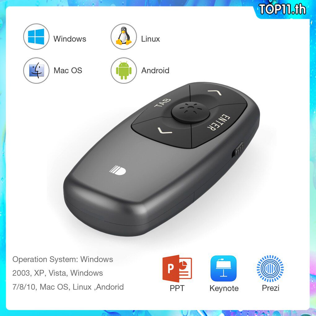 Doosl พรีเซนเตอร์เลเซอร์ไร้สายขนาดเล็กตัวนำเสนอเลเซอร์ Rf 2.4Ghz แบบชาร์จไฟได้ Powerpoint การนำเสนอป