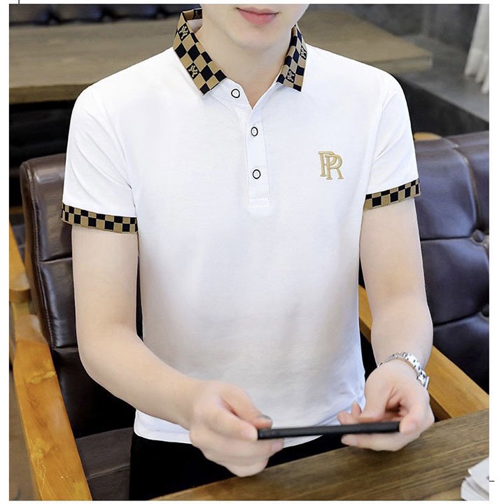 เสื้อยืดผู้ชายแขนสั้นผ้าคอตตอนกันลื่นทรงตรง MKT5501