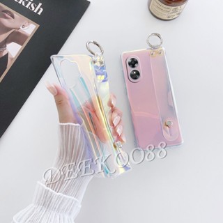 ใหม่ เคสโทรศัพท์มือถือ ซิลิโคนนิ่ม TPU พร้อมสายรัดข้อมือ สีม่วง หลากสี สําหรับ OPPO Reno8 T A78 5G 4G 2023 Reno 8 8T Reno8T OPPOA78