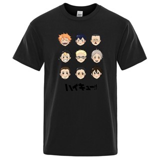 เสื้อยืดลําลอง คอกลม แขนสั้น พิมพ์ลายอนิเมะ Haikyuu Karasuno Fly ทรงหลวม ระบายอากาศ แบบเรียบง่าย สไตล์เรโทร สําหรับผู้ชา
