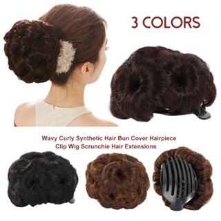 💋โบว์ผมลอนผมหยักกลม Hairpiece Clip WigScrunchie ส่วนขยายของผม