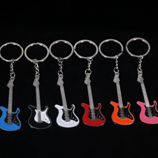 Personality Color Guitar Key Chain Fashion New Metal Creative Car Key Girl Hot Girl Street Concert Small Gift Pendant Jewelry