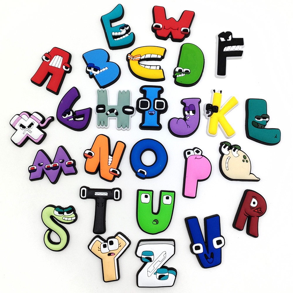 สําหรับ Crocs Jibbitz Pins น่ารัก 26 ตัวอักษร AZ หมายเลข 0-9 DIY รองเท้าปุ่ม Charm