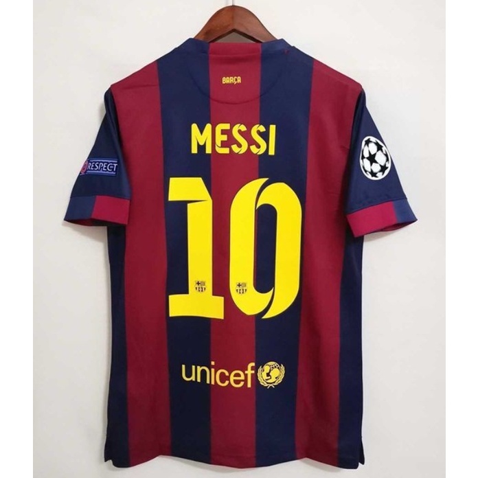 เสื้อกีฬาแขนสั้น ลายทีมบาร์เซโลน่า 14-15 MESSI 10 NEYMAR 11 สไตล์เรโทร 2014 2015 สําหรับผู้ชาย