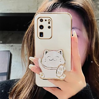 เคสนิ่ม ลายแมวนําโชค พร้อมขาตั้ง สําหรับ Samsung Galaxy note20 ultra note10+ note9 note8