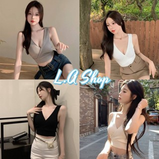 L.A Shop พร้อมส่ง เสื้อกล้ามไหมพรม วีเล็กน่ารักเซ็กซี่นิดๆผ้าร่องใส่สบาย "28918"