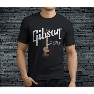 เสื้อยืด ผ้าฝ้าย พิมพ์ลาย Gibson Les gildan สีดํา สําหรับผู้ชาย
