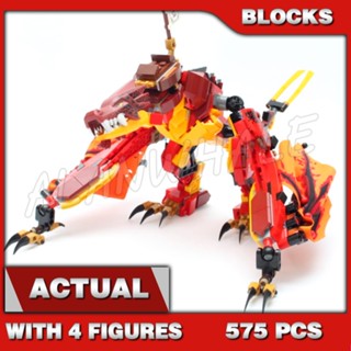 575ชิ้น Ninjago ผลิตภัณฑ์นินจาโกะชิโนบิ มังกรอัฟพลิกฟ้าสีแดงที่โจมตีด้วยหางที่เคลื่อนไหวได้ ขา กราม เเละปีกไฟ 60080 ชุดเบล็ดเสร็จรูปแบบการสร้างโมเดลของของเล่นบล็อก ตัวถูกที่จะใช้ร่วมกับโมเดลบล็อก 71753