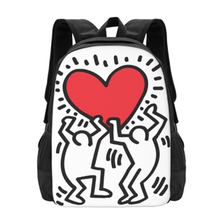 Keith Haring กระเป๋าเป้สะพายหลัง กระเป๋านักเรียน กระเป๋าหนังสือ ลําลอง สําหรับเด็กผู้หญิง และผู้ชาย