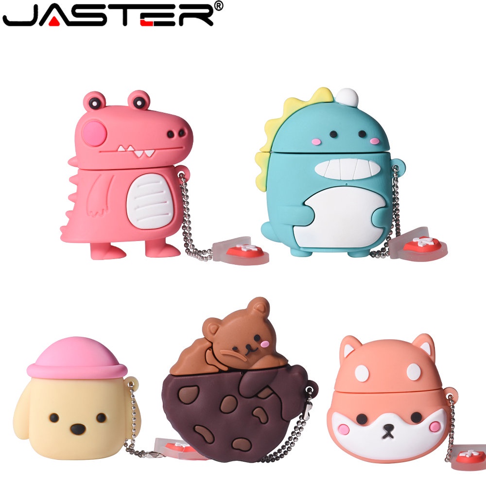 Jaster แฟลชไดรฟ์ USB รูปการ์ตูนสัตว์ ไดโนเสาร์ หมี ลูกสุนัข 128GB 64GB 32GB 16GB 8GB 4GB