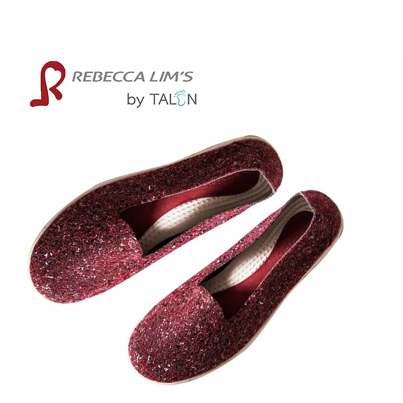 (SALE)Rebecca Lim's by TALON รุ่น Seoul Limited สีแดงกากเพชร รองเท้าสุขภาพ ช่วยบรรเทาอาการเท้าแบน รองช้ำ กระดูกโปน ปวดหล