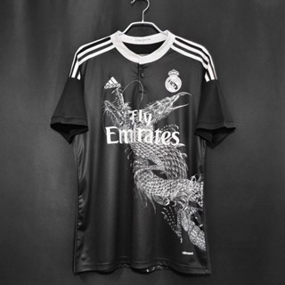 เสื้อกีฬาแขนสั้น ลายทีมฟุตบอล Real Madrid Second Guest 2014 สไตล์วินเทจ ไซซ์ S-XXL