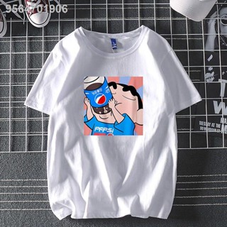 （HOT) Crayon Shinchan ins super fire t-shirt men s summer trend pure cotton cartoon loose couple out_12