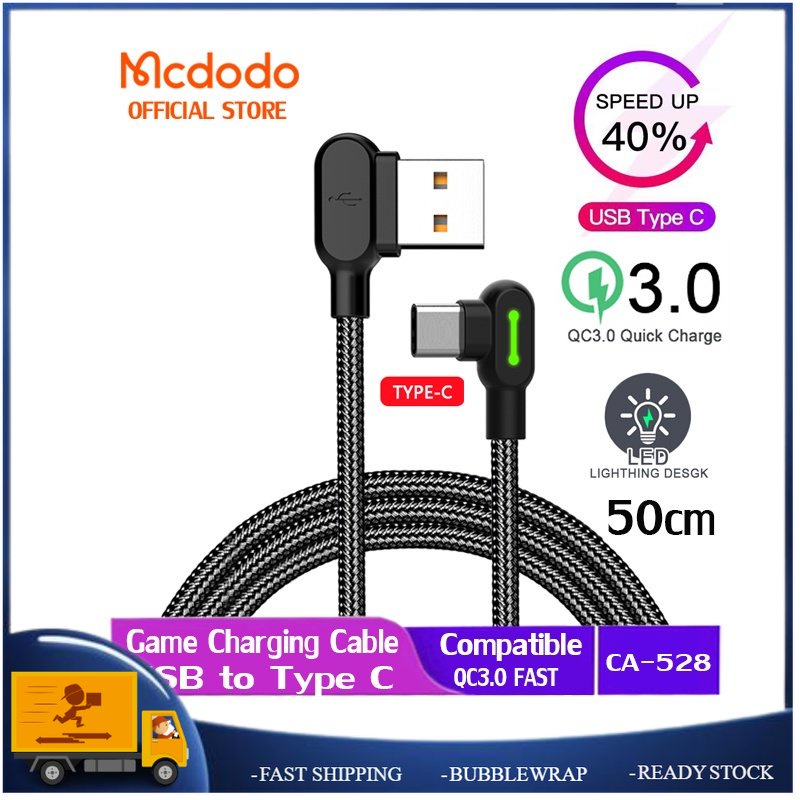 Mcdodo สาย USB AM to Type-C 90 องศา 50CM CA-528