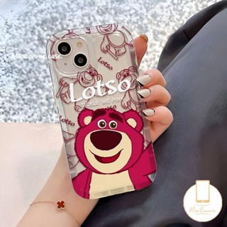 เคสโทรศัพท์มือถือแบบนิ่ม ใส กันกระแทก ลายการ์ตูนหมี สตรอเบอร์รี่น่ารัก สําหรับ IPhone 11 13 12 14 Pro Max 7Plus 8Plus X XR 6 6s 8 7 Plus XS Max SE 2020