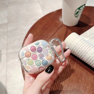 ใหม่ เคสหูฟังบลูทูธ TPU นิ่ม กันหล่น ลายหน้ายิ้ม พร้อมตะขอ สําหรับ AirPods 1 2 pro 2 2023