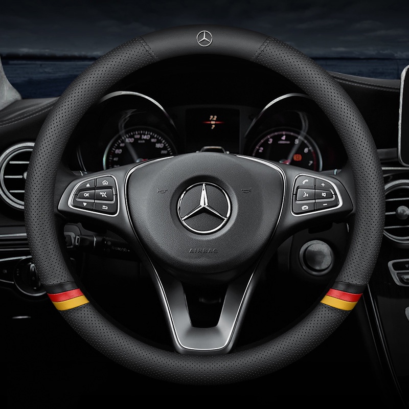 ใหม่ ปลอกหนังหุ้มพวงมาลัยรถยนต์ 3 สาย อุปกรณ์เสริม สําหรับ Mercedes Benz C200 C300 E300 W204 W213 W212 W211 W176 W246 W245 W205 W216 W215