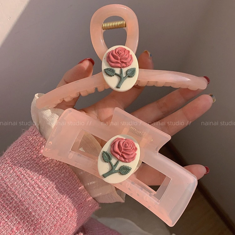 หวานขนาดเล็กสดดอกไม้คว้าคลิปโปร่งใสวุ้นสีกิ๊บฉลามคลิปขนาดใหญ่ผมคว้าผ้าโพกศีรษะ