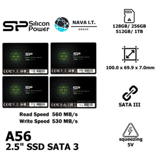 COINSคืน15%⚡FB9JMZV6⚡ SILICON POWER A56 128GB/ 256GB/ 512GB/ 1TB 2.5" SSD เอสเอสดี SATA 3 รับประกันศูนย์ไทย 3 ปี