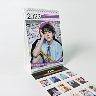 2023-2024 BTS (JIN) ปฏิทินตั้งโต๊ะ รูปภาพ สีขาว ชุดสติกเกอร์รวม (ใช้ 2 ปี)