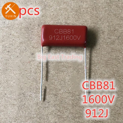 10pcs CBB81 Metallized Film Capacitor 1600V 912J 9.1NF 0.0091UF Pitch 20 มม.,รับประกันคุณภาพ